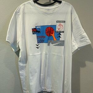 White Graphic T-Shirt with Basketball Design